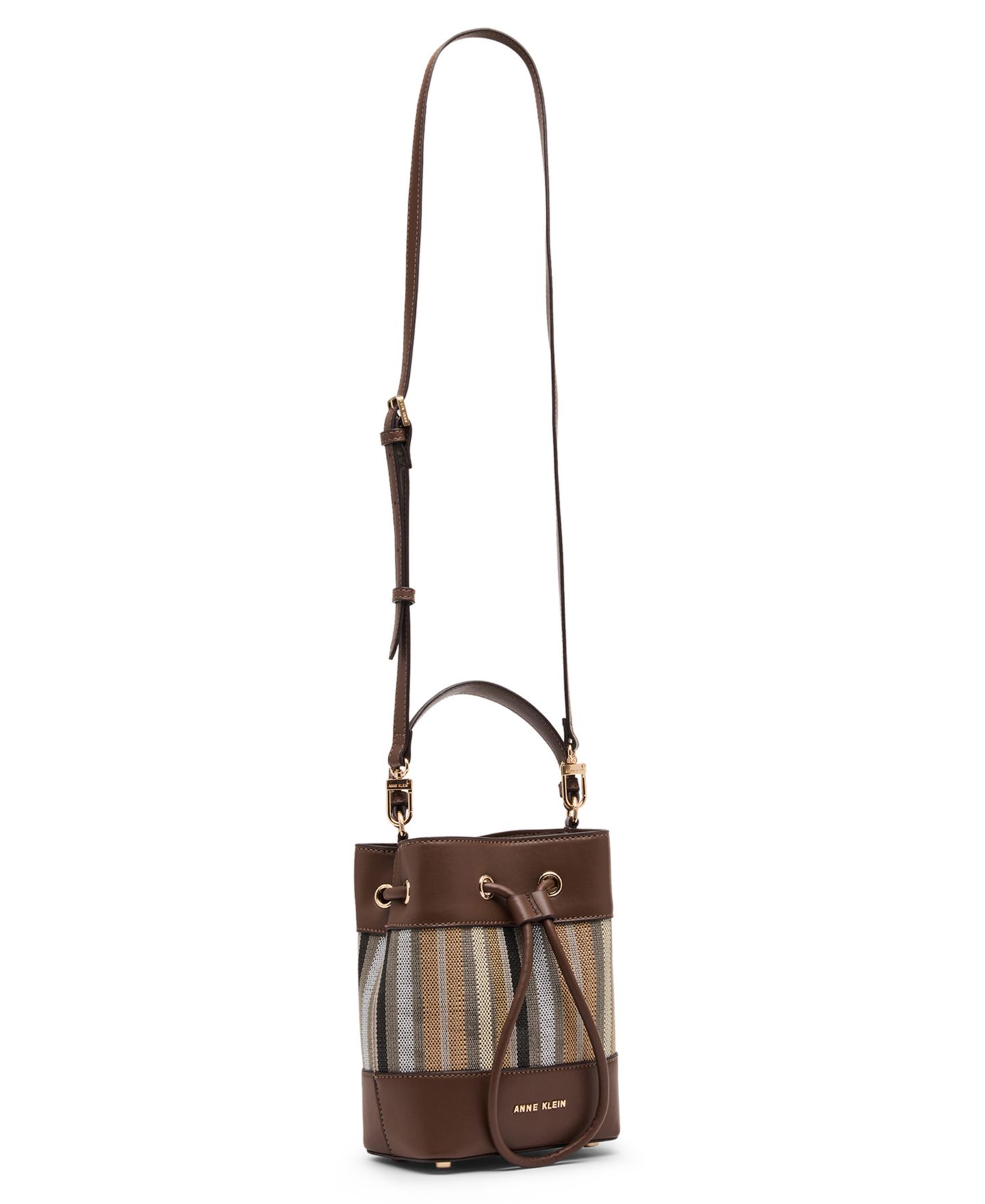 Женская сумка Anne Klein Stripe Mini Bucket Handbag, цвет: Коричневый — фото 3