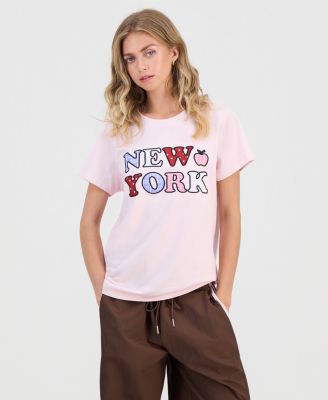 Juniors' Appliqu&eacute; New York Graphic T-Shirt