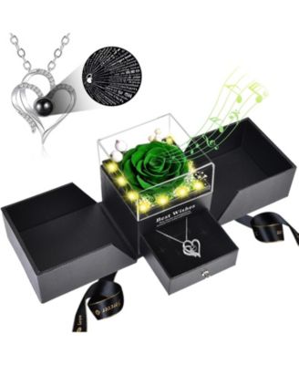 Preserved Rose Necklace Music Box Gift