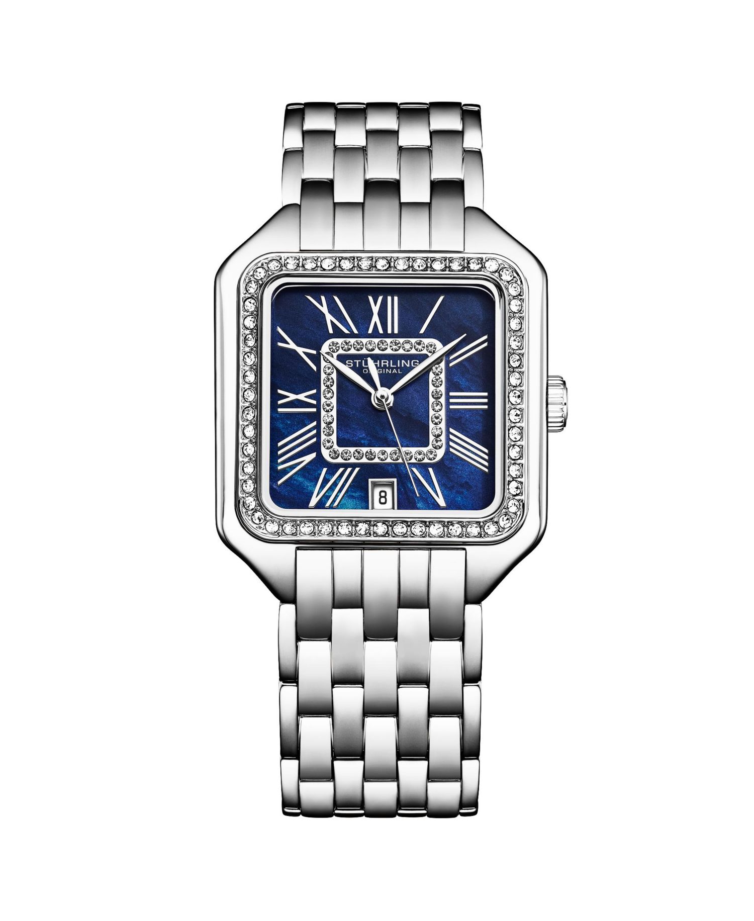 Valencia 4067 Women s Quartz Watch, 32mm Square Crystal Bezel, Stainless Steel Bracelet