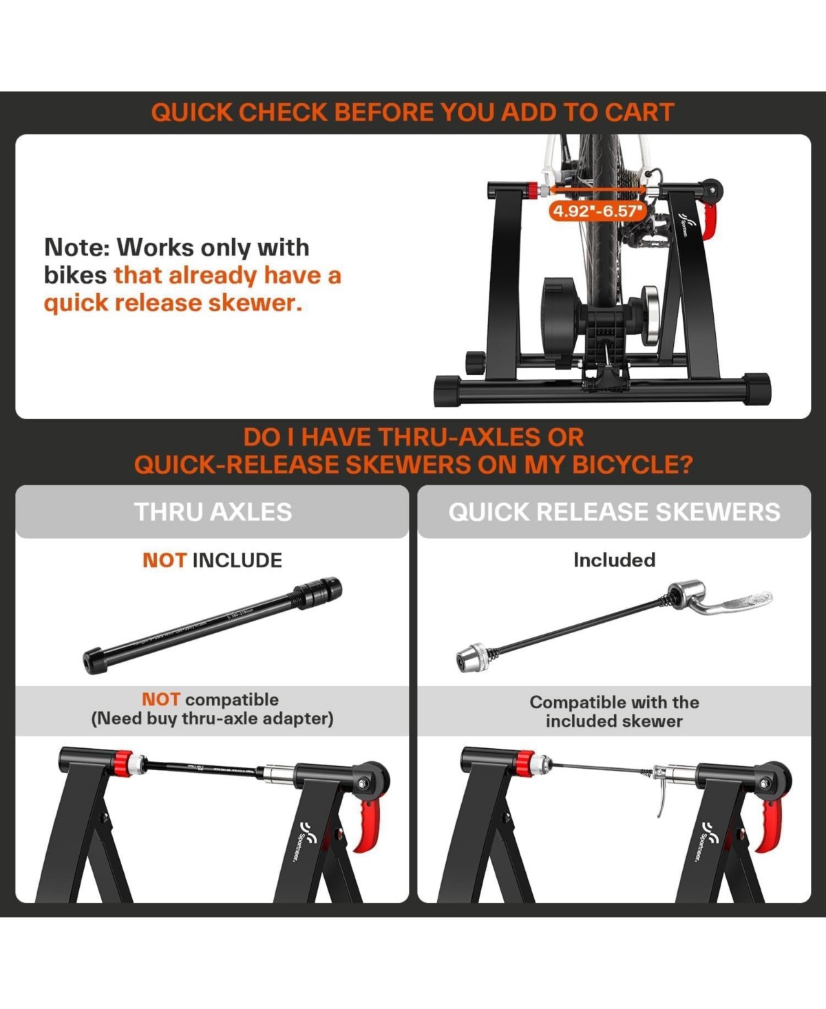 Sportneer Magnetic Bike Trainer Stand for 26–28 and 700C Wheels, 6-Level Resistance