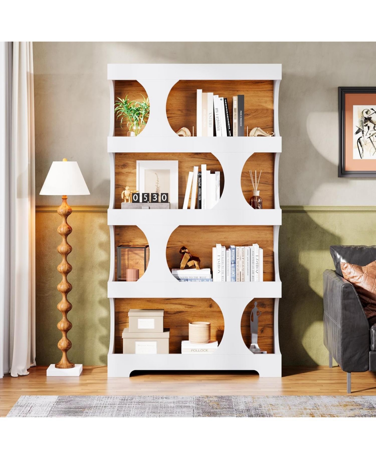 Tribesigns 71" Tall Bookcase Set of 2, 4-Tier S-Shaped Bookshelf, L Library Bookshelf Unit for Home Office Living Room Bedroom