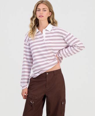 Juniors' Striped Long-Sleeve Rugby Top