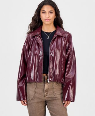 Juniors' Faux-Leather Jacket