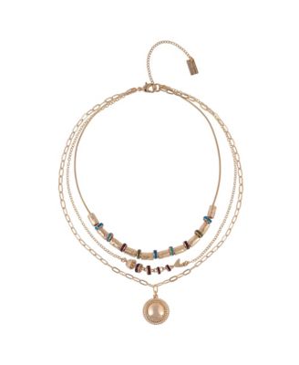 Rachel Rachel Roy Tone Multi Row Pendant Necklace Brass - Gold 36$