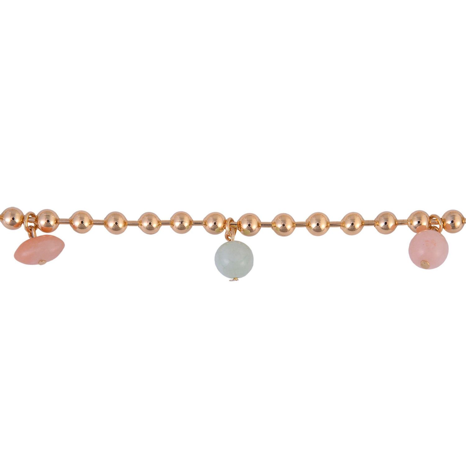 Bead Chain Necklace with Semi Precious Bead Accents Brass