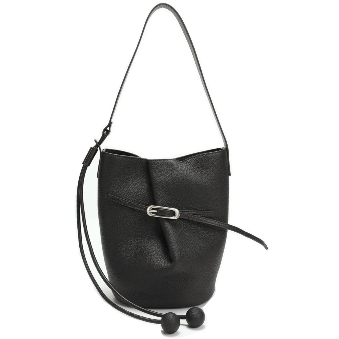 Женская сумка SUSU Solene Leather Bucket Bag Minimalist Shoulder Crossbody Purse, цвет: Чёрный — фото 1