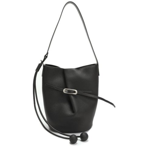 Женская сумка SUSU Solene Leather Bucket Bag Minimalist Shoulder Crossbody Purse, цвет: Чёрный