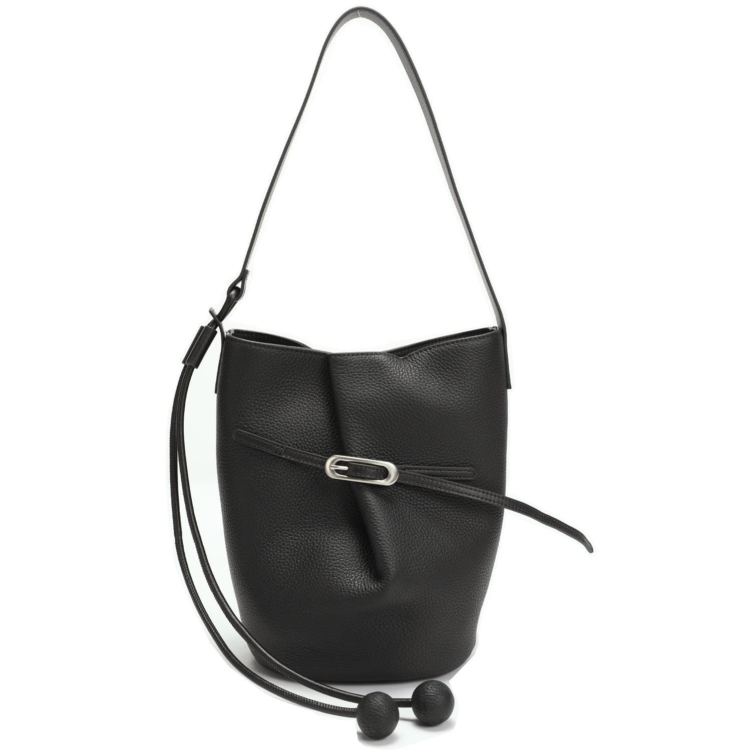 Solene Leather Bucket Bag Minimalist Shoulder Crossbody Purse