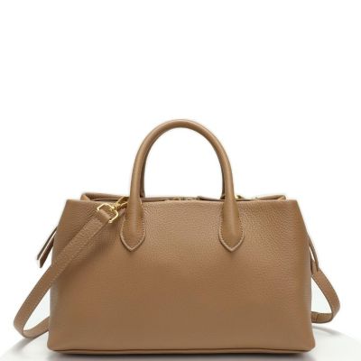 Luna Pebbled Leather Top Handle Satchel Bag for Women Structured Crossbody Shoulder Handbag Black Camel