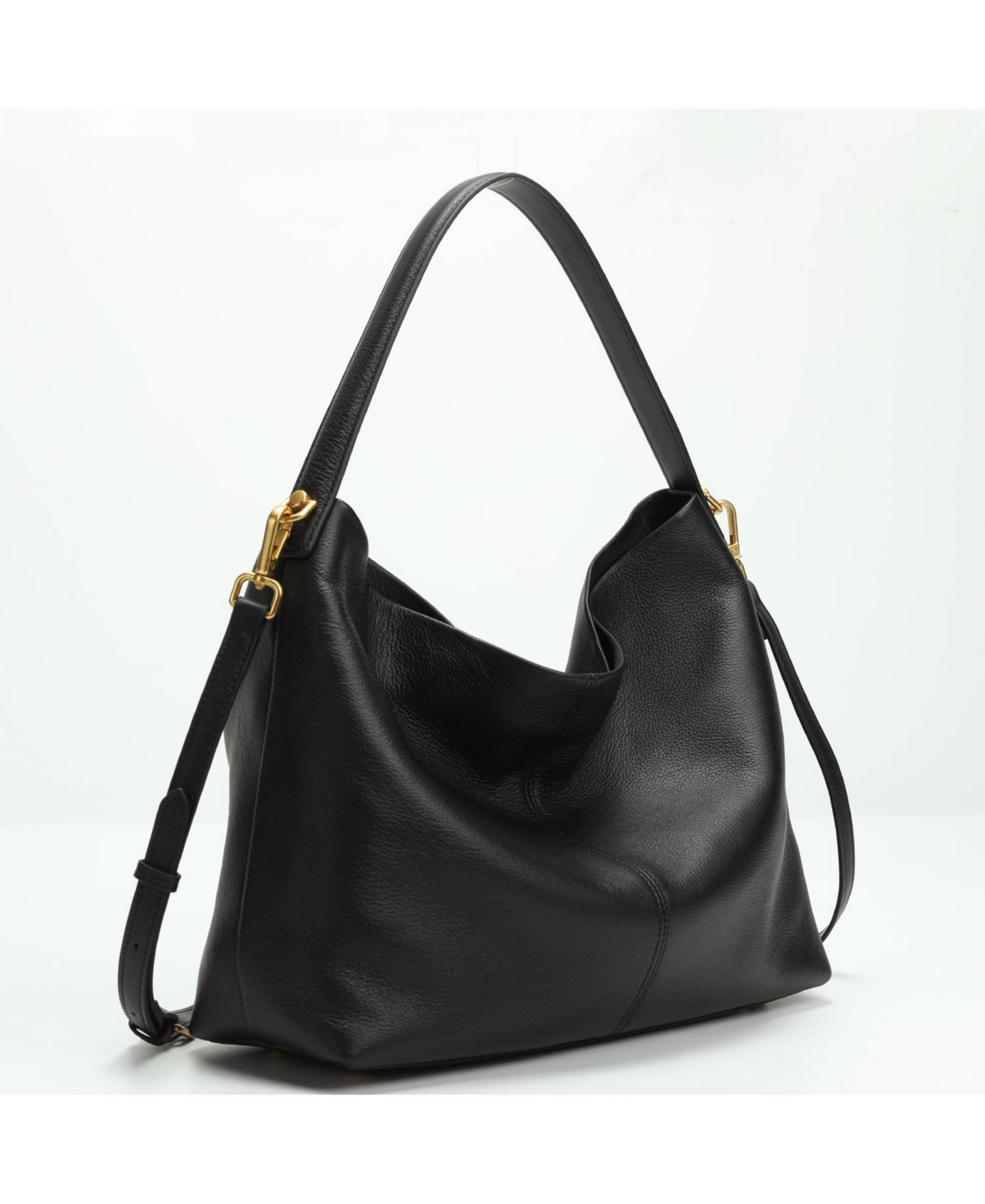 Женская сумка SUSU Mara Soft Pebbled Leather Slouchy Hobo Shoulder Bag with Crossbody Strap Casual Everyday Tote Purse, цвет: Чёрный — фото 4