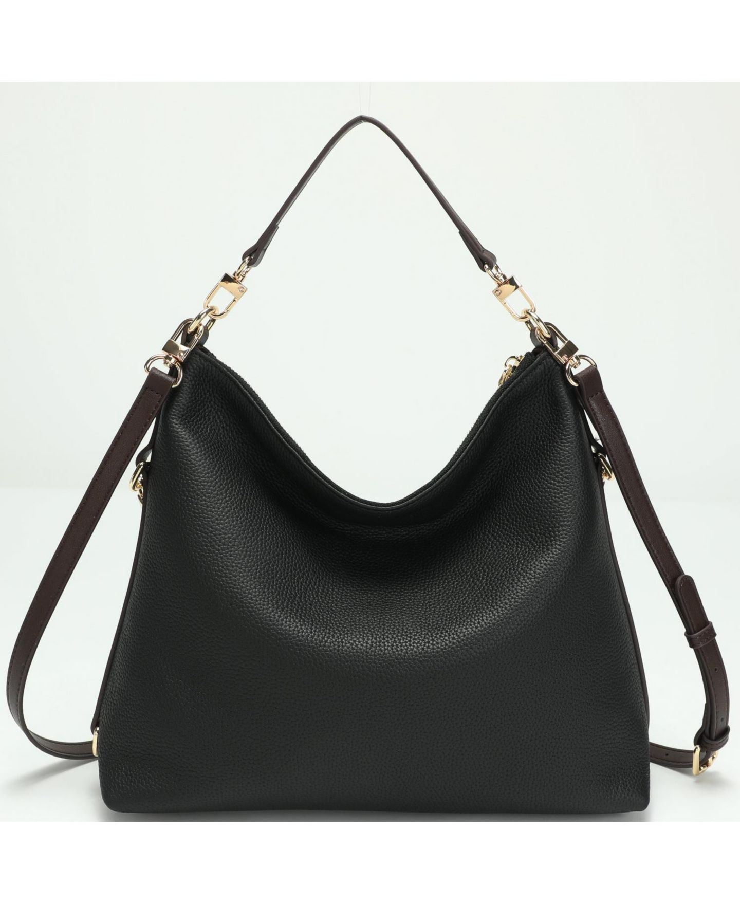 Женская сумка SUSU Riva Leather Convertible Hobo Bag Shoulder and Crossbody with Chain Detail, цвет: Чёрный — фото 5