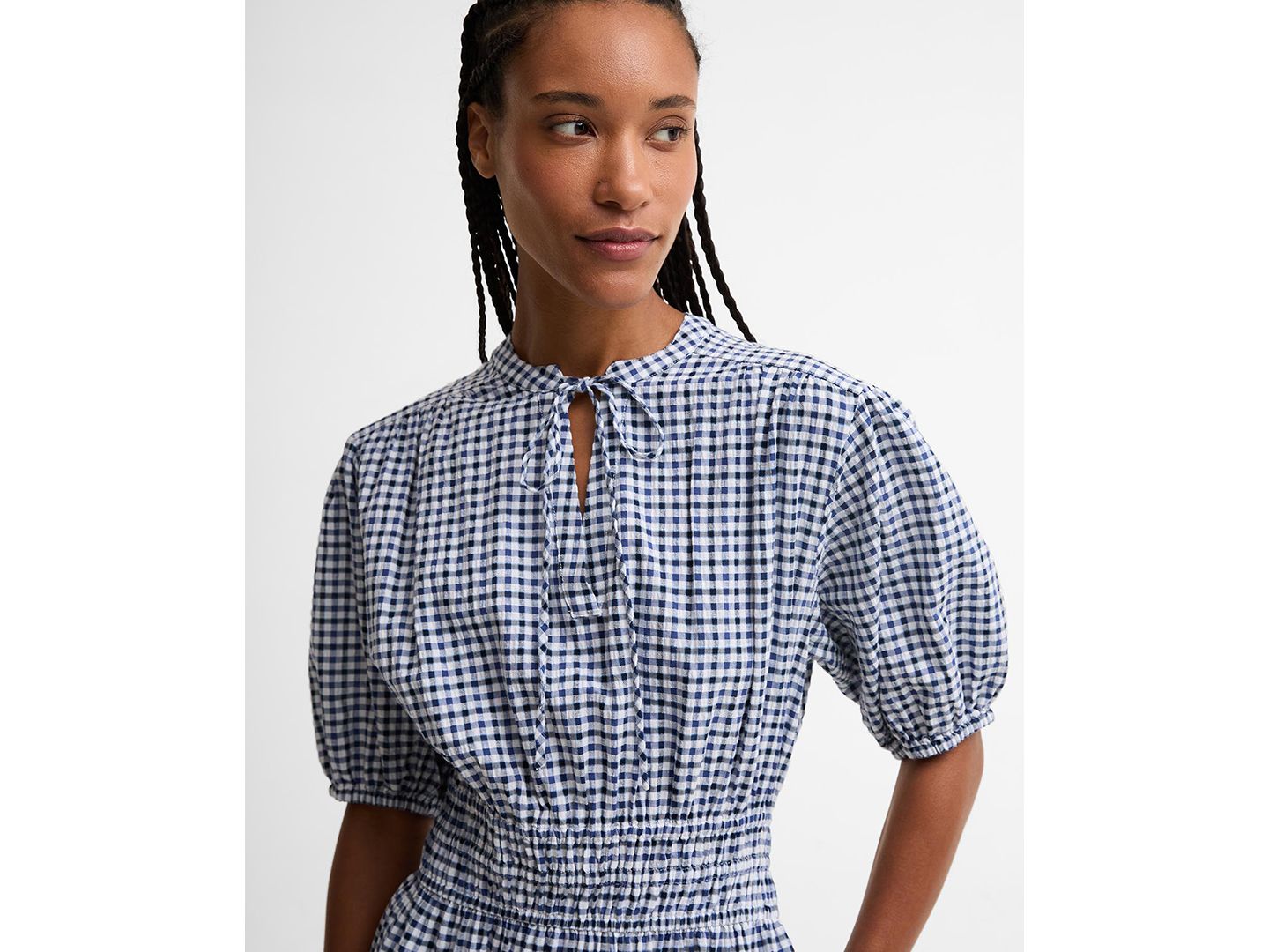 Женское платье Barbour Ashwell Midi, цвет: Разноцветный в мелкую клетку — фото 2