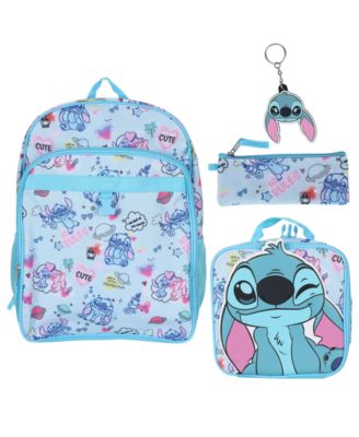 Boys' and Girls' All Over Print Backpack, Insulated Lunch Kit, Key Chain and Pencil Case, 4-Piece Set