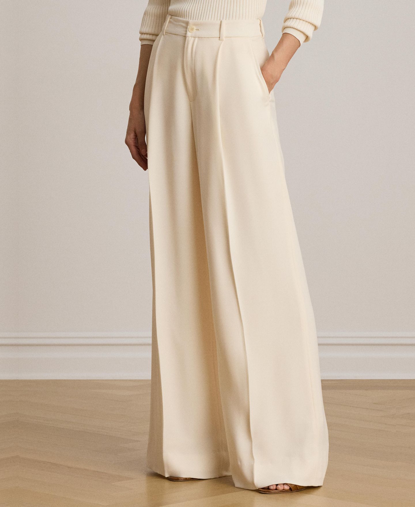 Женские брюки Lauren Ralph Lauren High-Rise Wide-Leg, цвет: Кремовый — фото 2