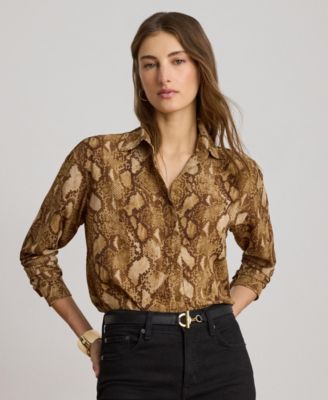 Women's Buttoned Placket Long-Sleeve Shirt
