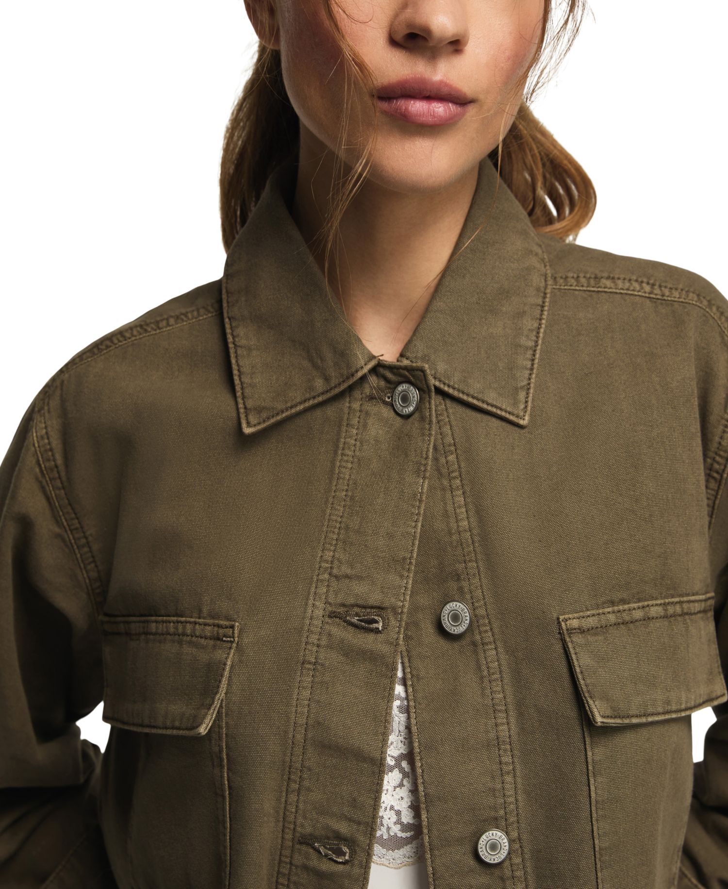 Women's Collared Denim Utility Jacket