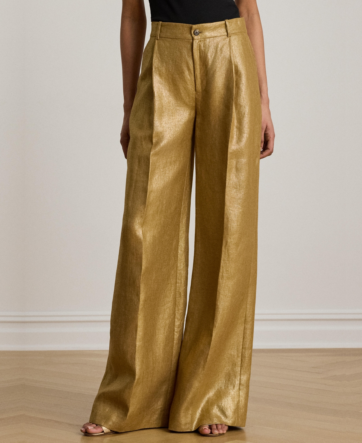 Lauren Ralph Women's High-Rise Foiled Wide-Leg Pants