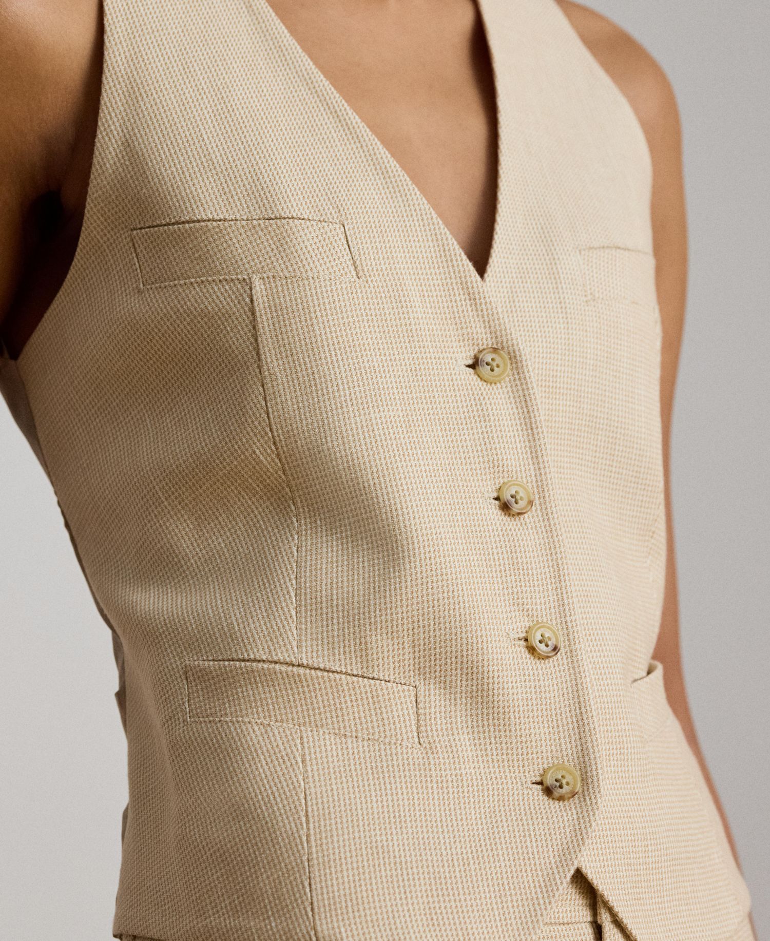 Women's Tweed V-Neck Sleeveless Vest