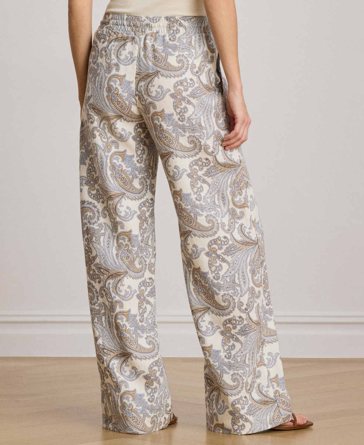 Lauren Ralph Women's Linen Mid-Rise Wide-Leg Pants