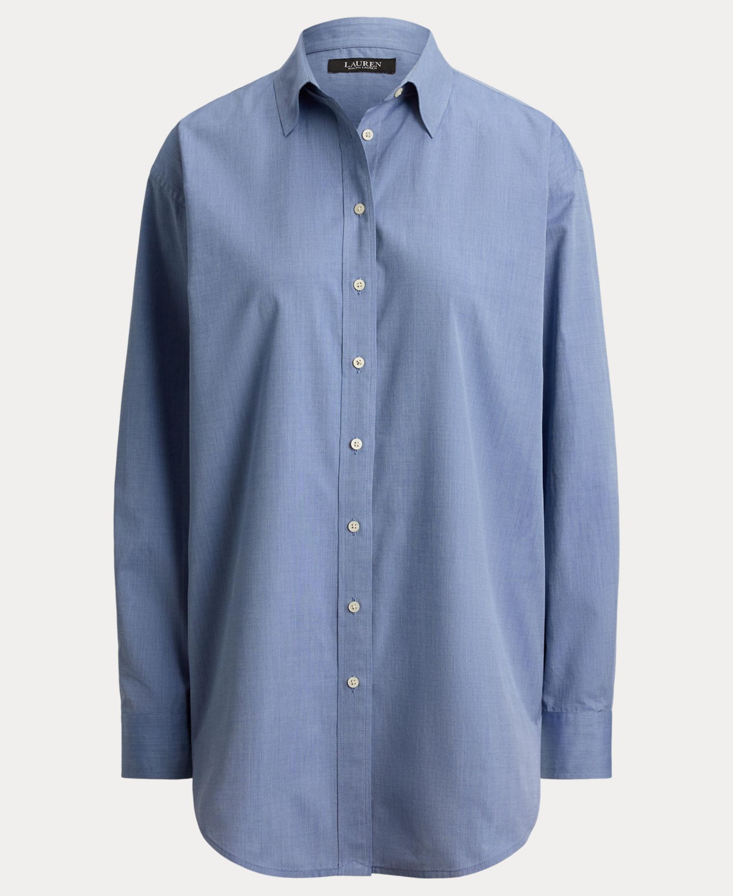 Женская рубашка Lauren Ralph Lauren Oversized Button Placket, цвет: Синий — фото 7
