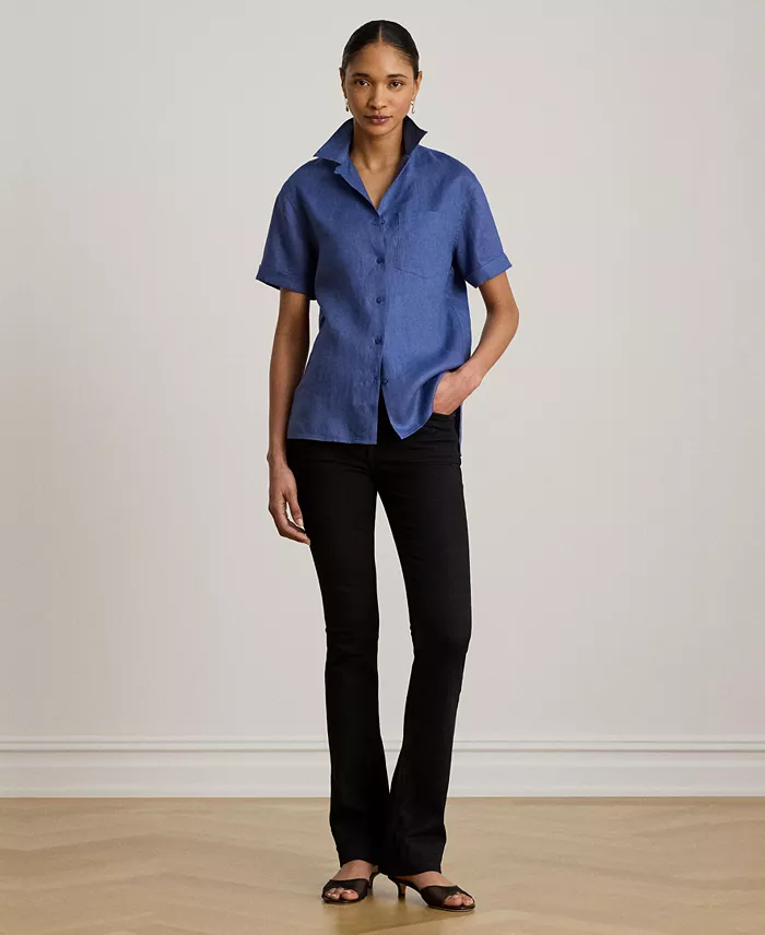 Women's Linen Short-Sleeve Camp Shirt - thumbnail 2