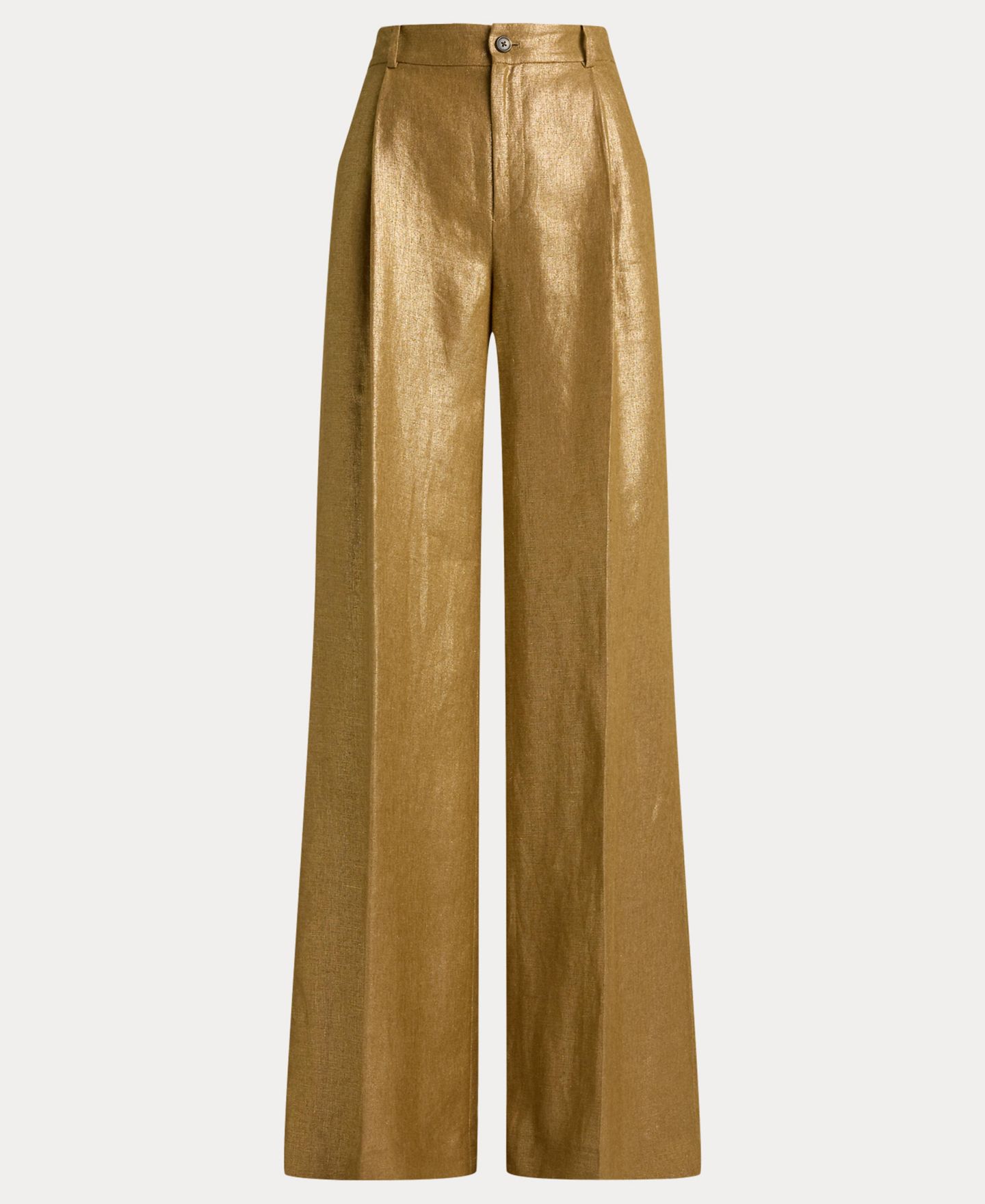 Женские брюки Lauren Ralph Lauren High-Rise Foiled Wide-Leg, цвет: Коричневый / Золотой — фото 5