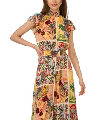 Flutter-Sleeve Smocked Waist Jumpsuit
