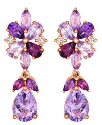 Cotton Candy Amethyst&reg; Pear Shaped, Multi-Gemstone & Nude Diamond (1/8 ct. t.w.) Drop Earrings in 14k Strawberry Gold