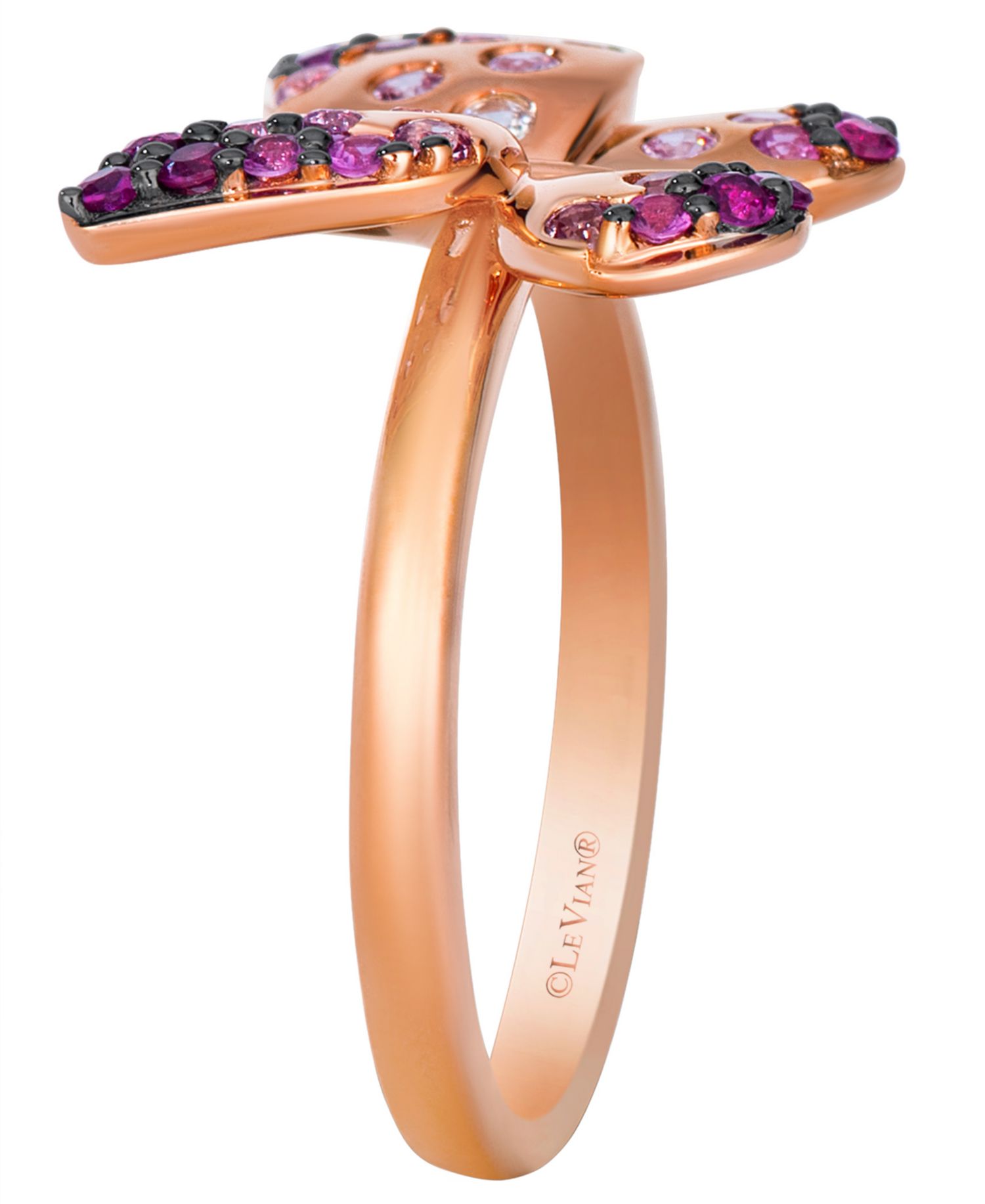 Strawberry Ombr&eacute; Sapphire Butterfly (3/4 ct. t.w.) & Vanilla Sapphire Ring in 14k Strawberry Gold
