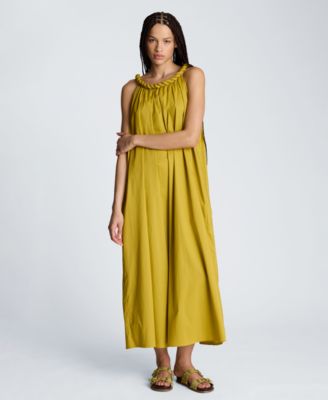 cotton maxi dresses for summer Women's Casual Hem Sundress: Elegant Long Sleeve Dress certified organic cotton Magee Floral Cabana Flowy Maxi