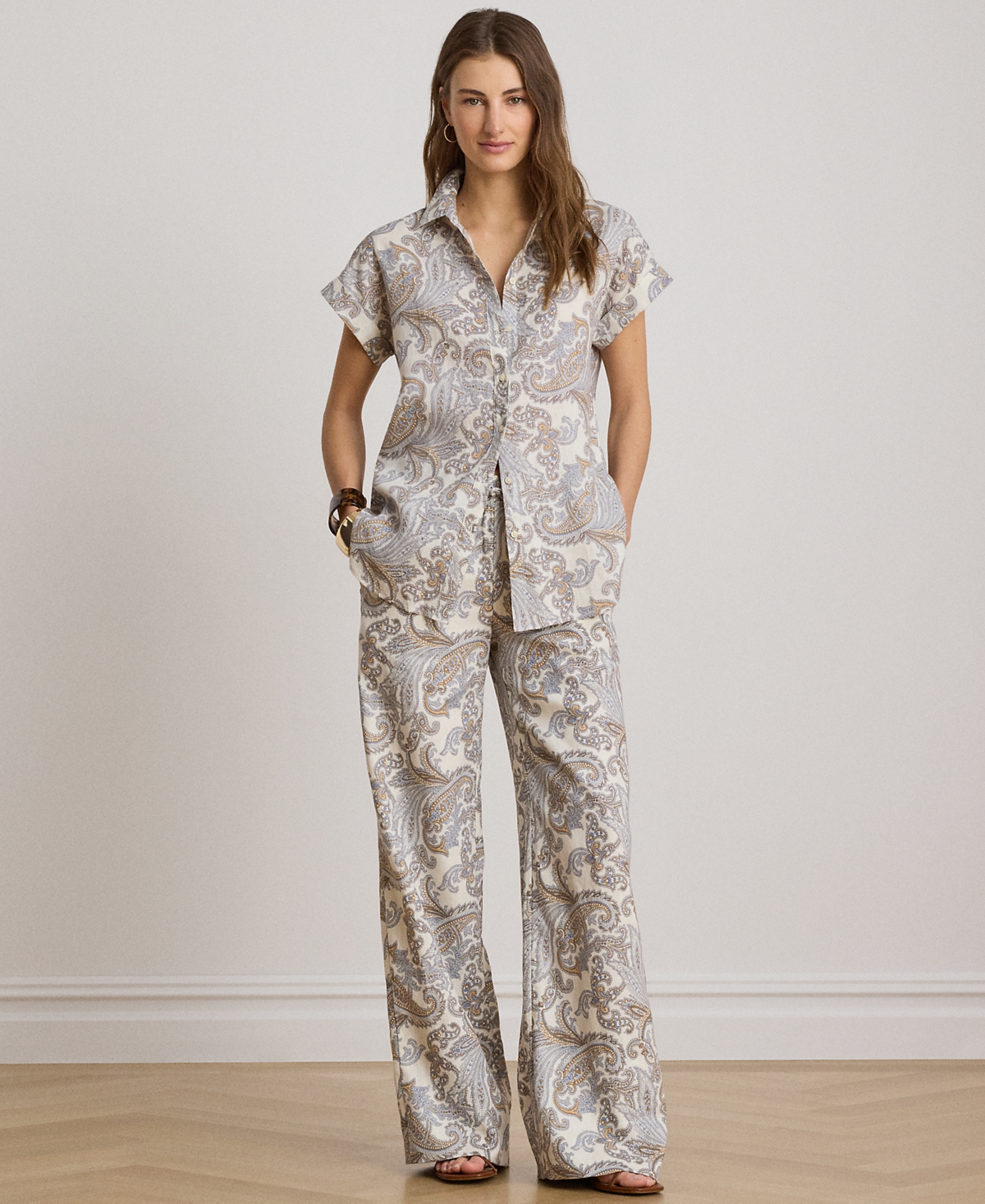 Lauren Ralph Petite Paisley Wide-Leg Pants