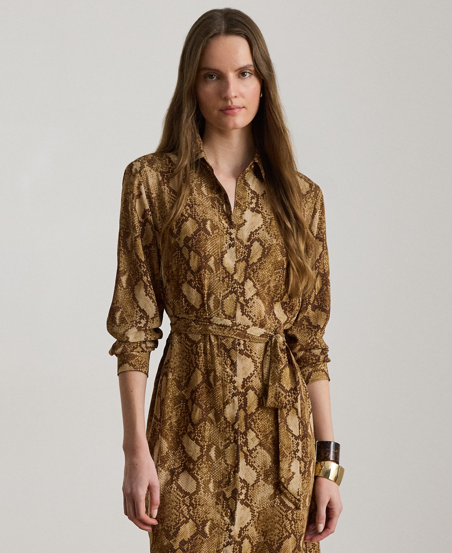 Women's Collared Long-Sleeve Shirt Dress