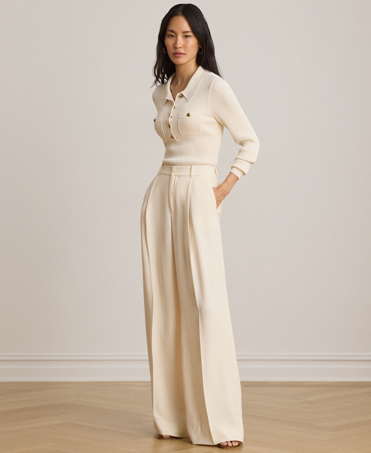 Lauren Ralph Petite High-Rise Wide-Leg Dress Pants