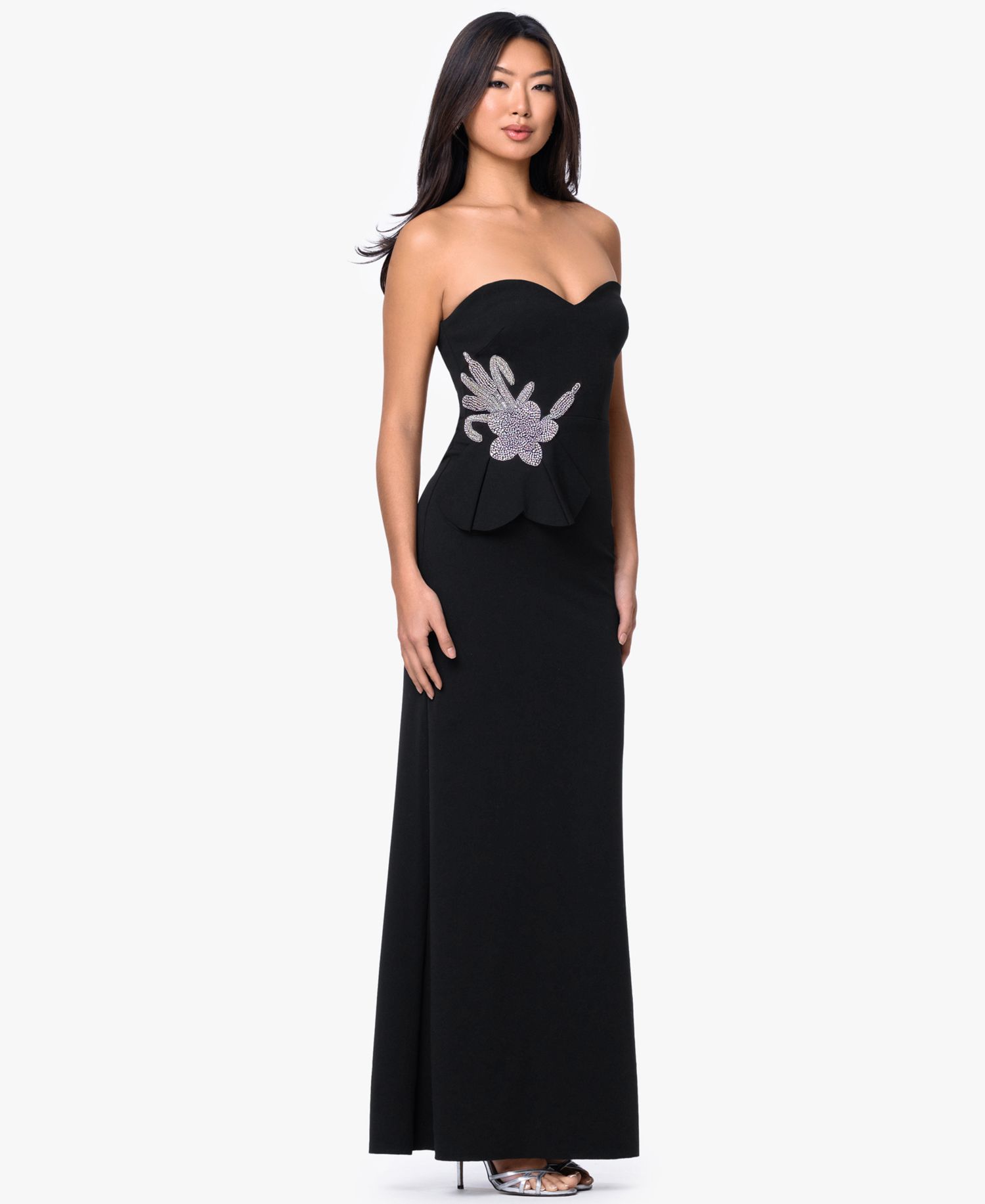 Women's Strapless Floral Accent Gown