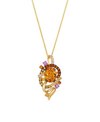 Crazy Collection Cinnamon Citrine&reg;,  Multi-Gemstone & Vanilla Diamond (1/10 ct. t.w.) Pendant Necklace in 14k Honey Gold