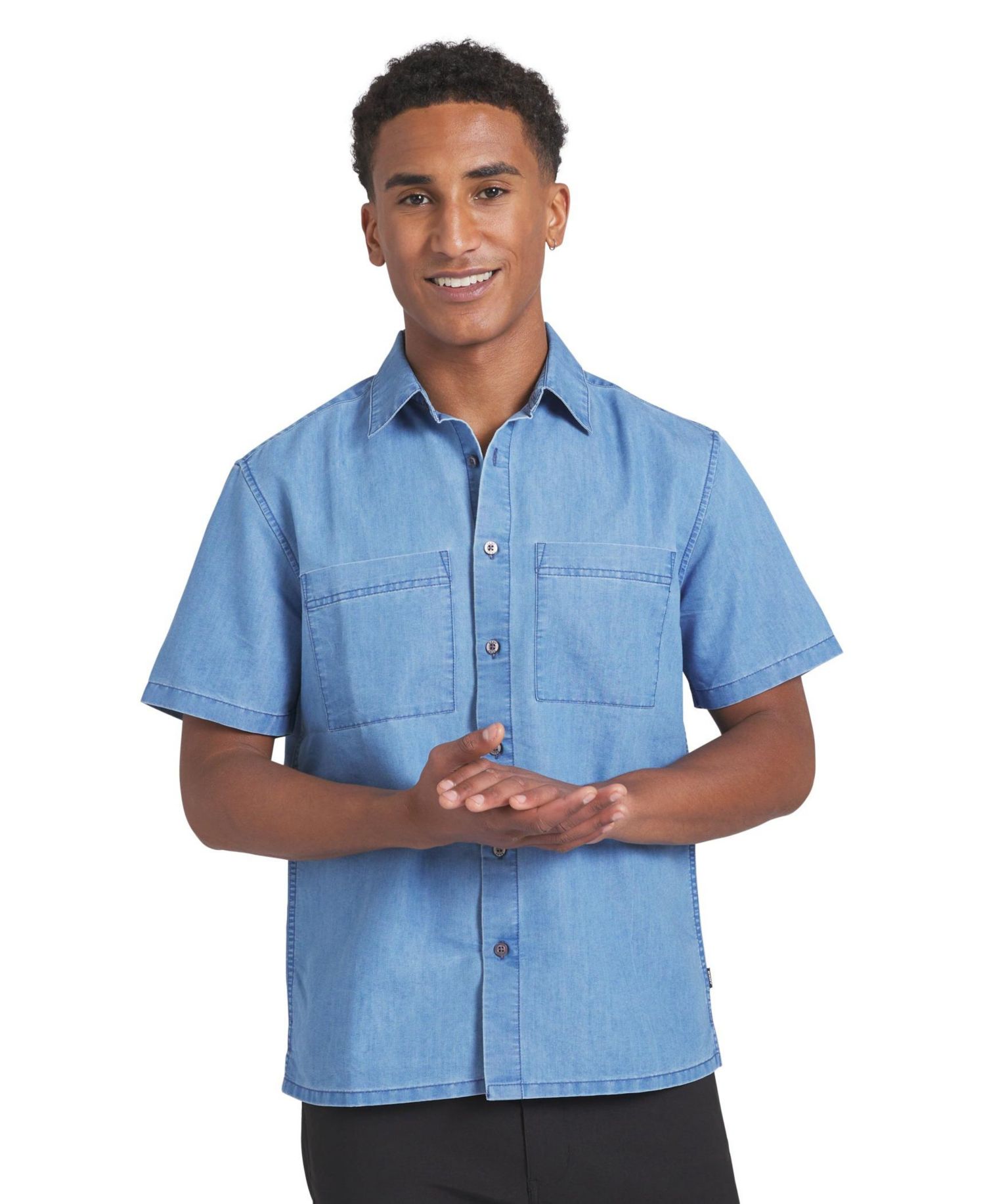 Men's chambray button-up shirt