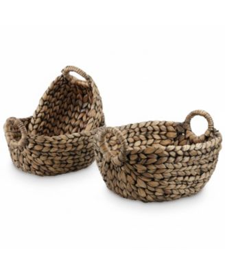 Set Of 3 Wicker Storage Baskets With Handles Organizers For Bathroom Kitchen Shelves Decor