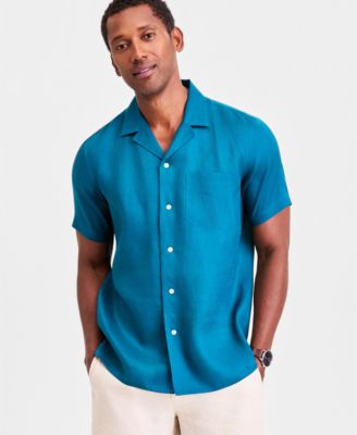 Men's Short-Sleeve Camp Collar Linen Shirt, Macy's Exclusive