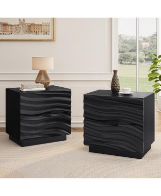 Solid Wood Nightstands Set of 2, Bedside Table with 2 Drawers