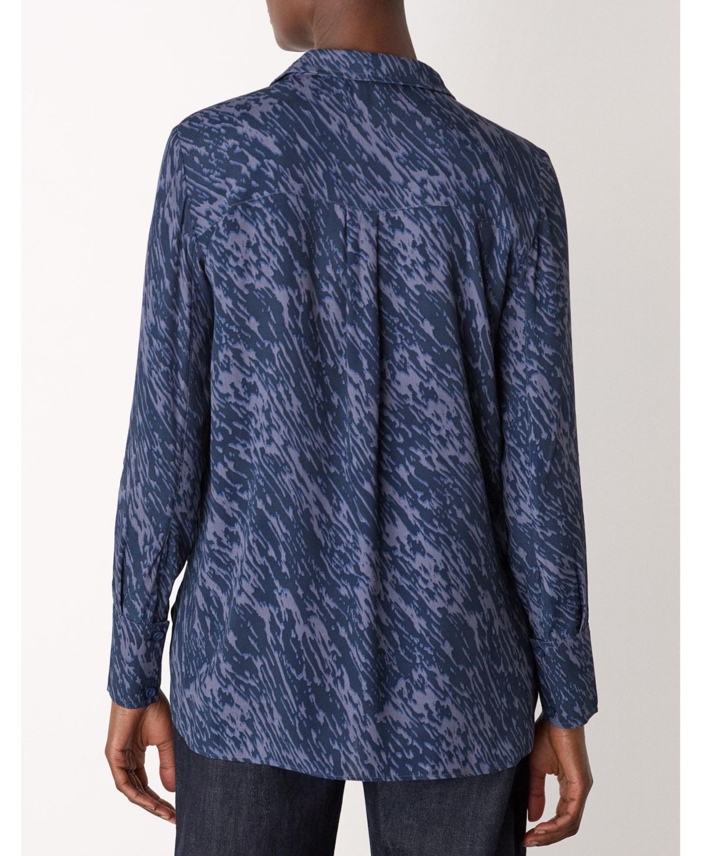 Женская рубашка Whistles Abstract Marks Collared, цвет: Тёмный синий — фото 6