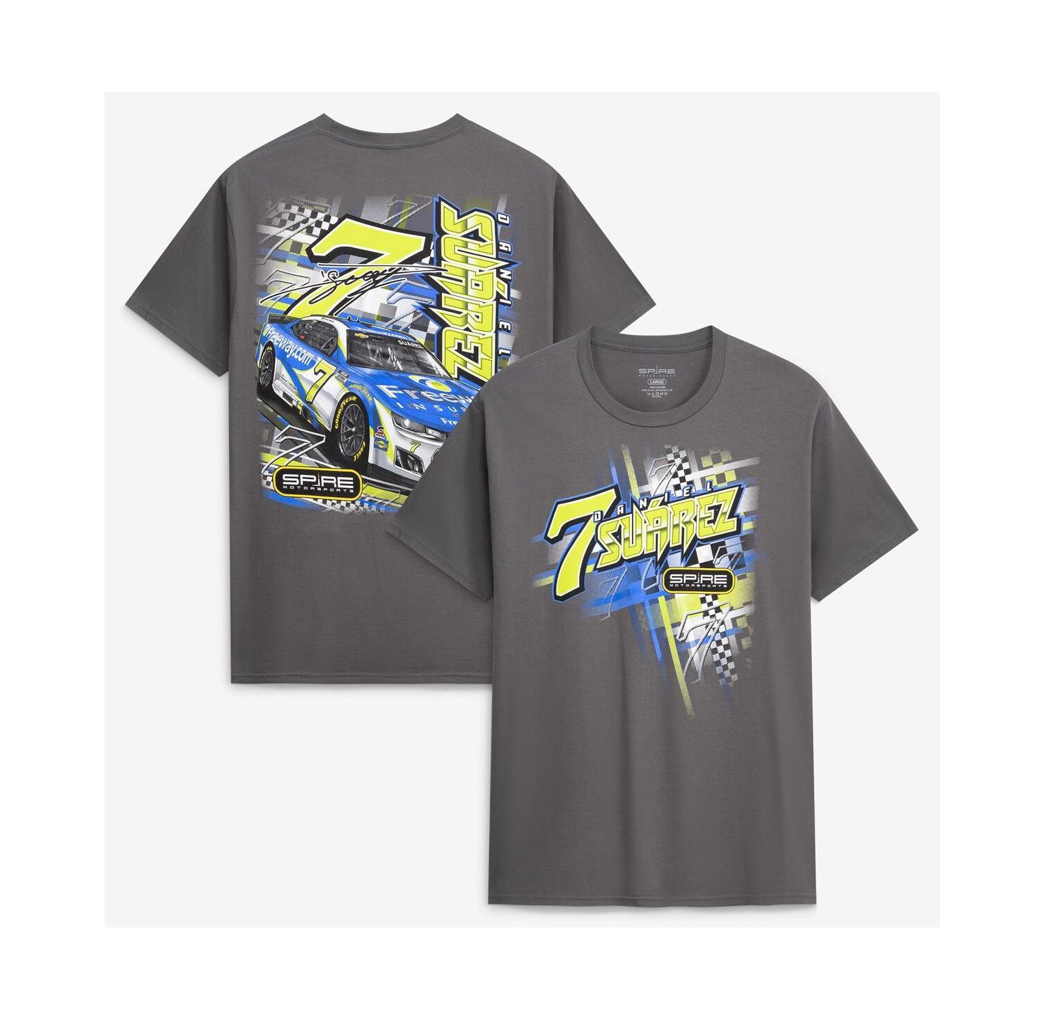 Men's Charcoal Daniel Suarez 7 Freeway Insurance T-Shirt