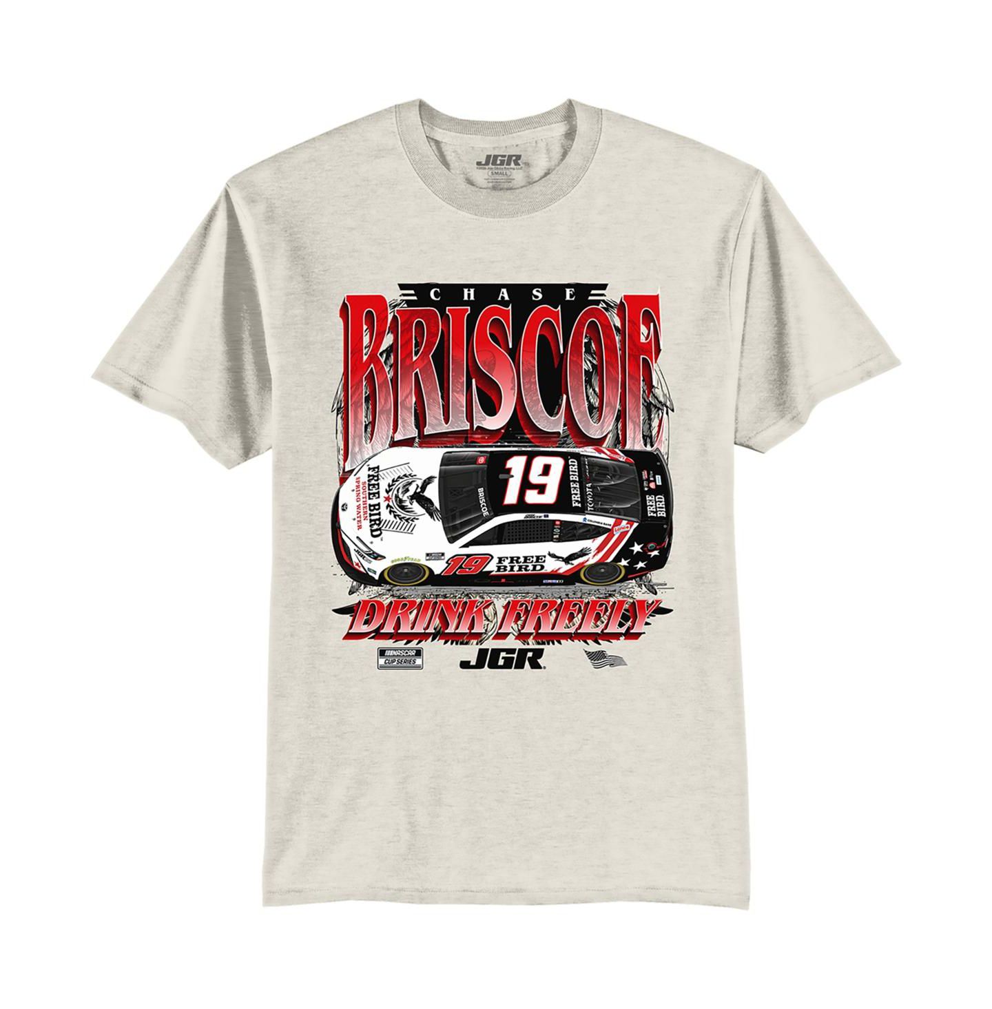 Мужская футболка Joe Gibbs Racing Team Collection Oatmeal Chase Briscoe 19 Free Bird Southern Spring Water Car — фото 2