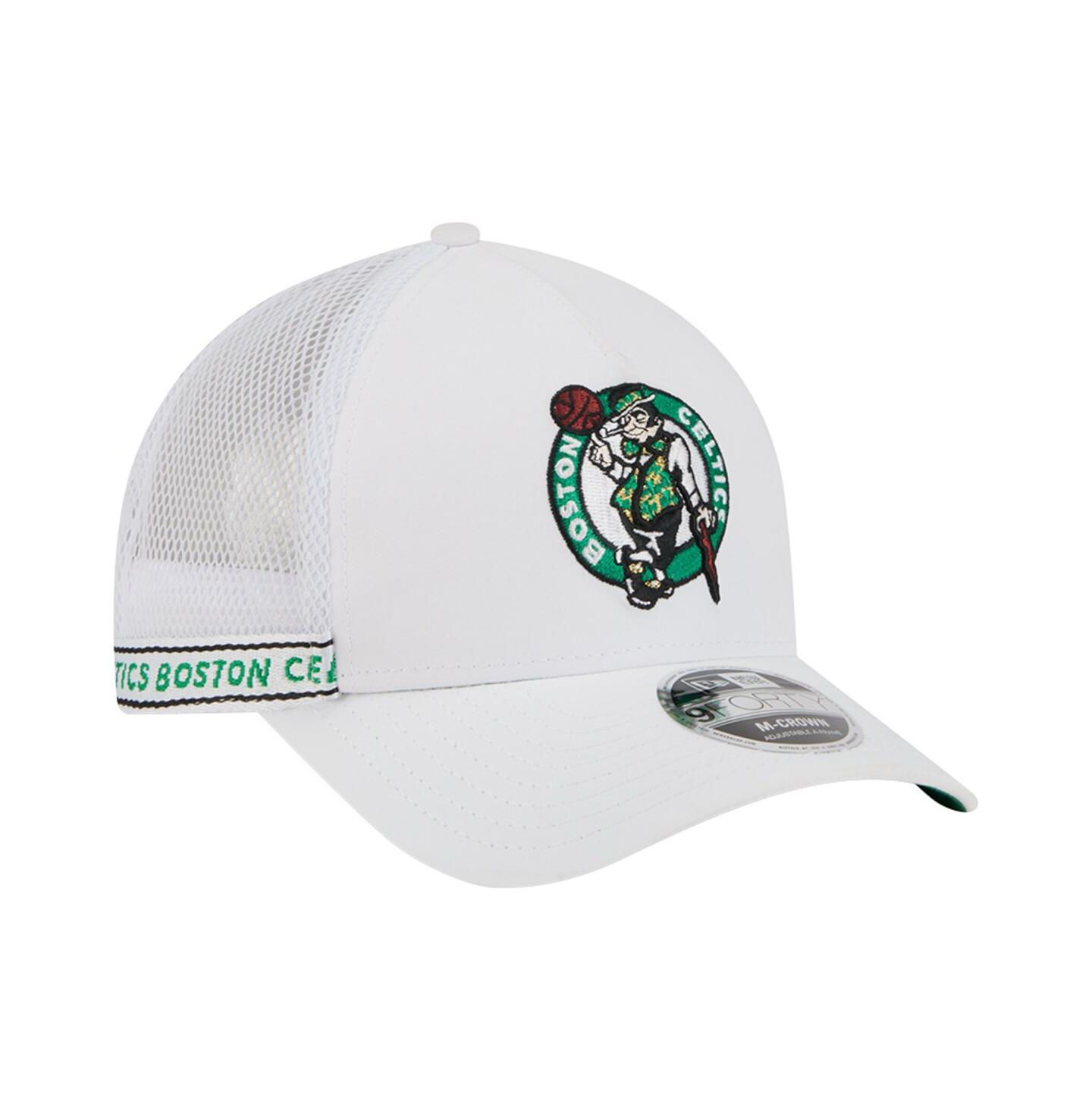 Мужская кепка New Era White Boston Celtics Featherweight Team Tape 9FORTY M-Crown A-Frame Adjustable Hat — фото 3