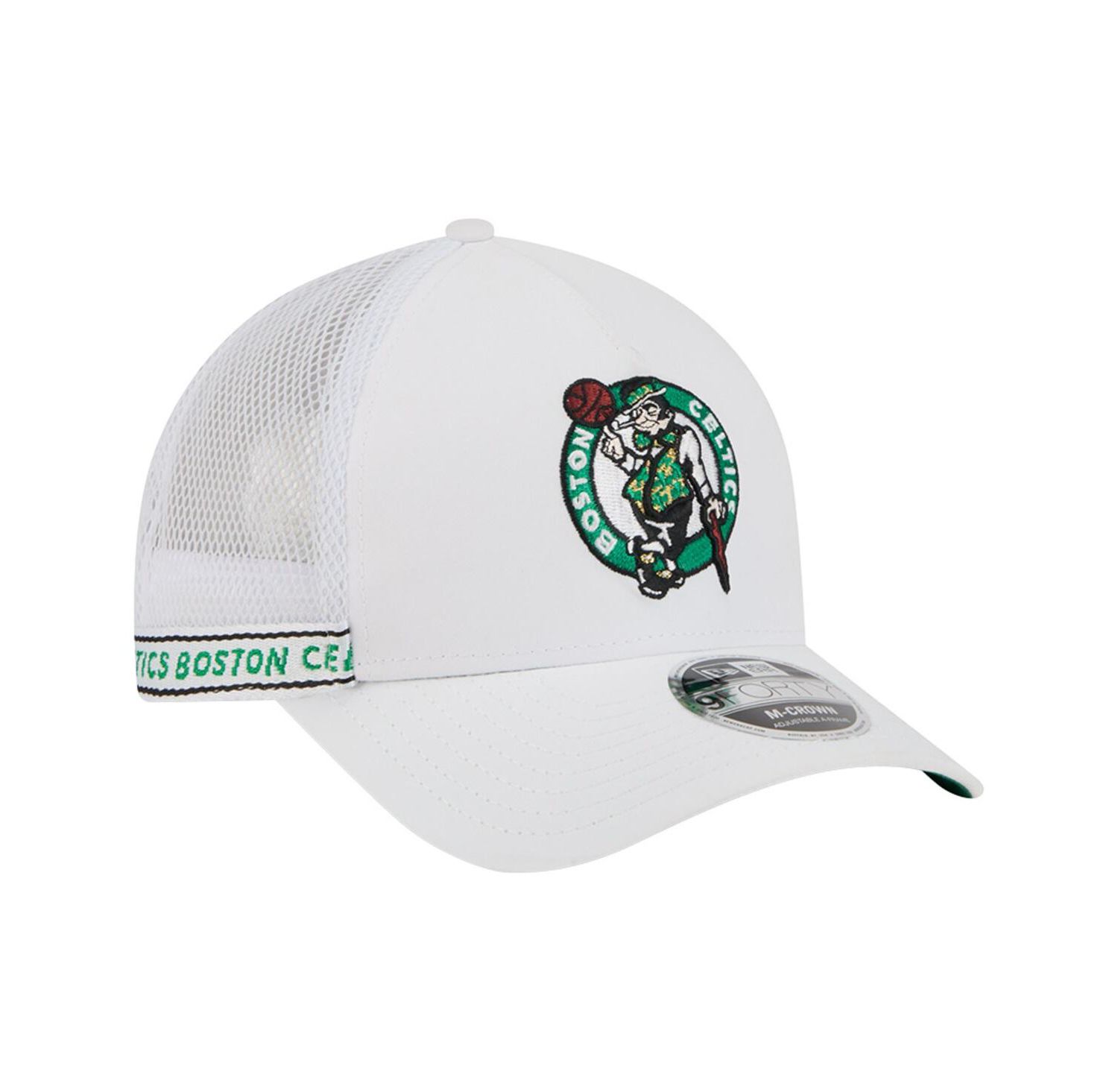 Men's White Boston Celtics Featherweight Team Tape 9FORTY M-Crown A-Frame Adjustable Hat