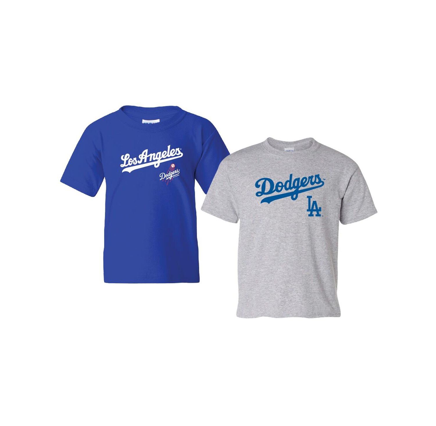 Big Boys and Girls Royal/Heather Gray Los Angeles Dodgers 2-Pack Logo T-Shirt Set
