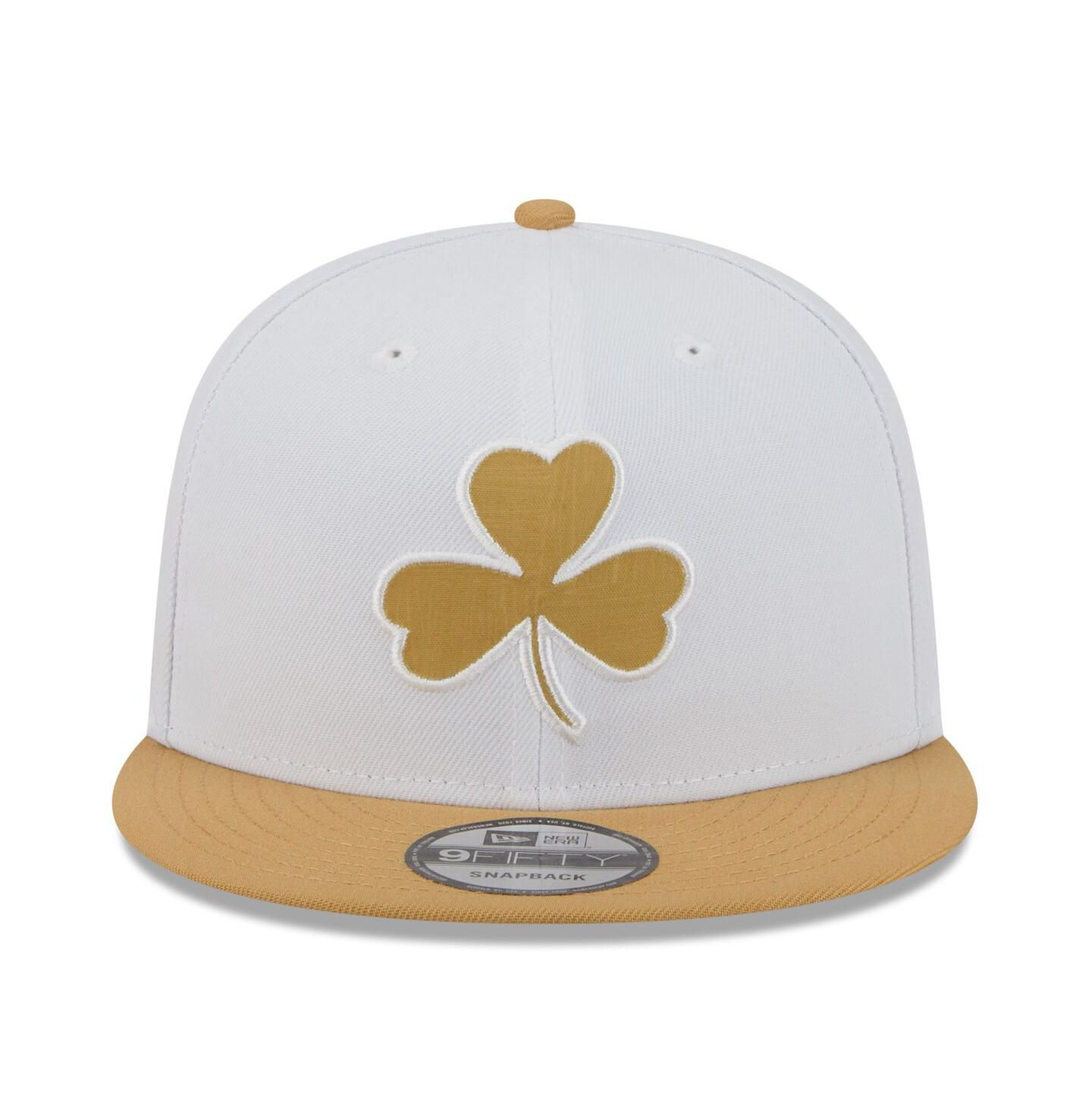 Мужская кепка New Era White/Gold Boston Celtics 2025/26 City Edition 9FIFTY Snapback Hat — фото 2