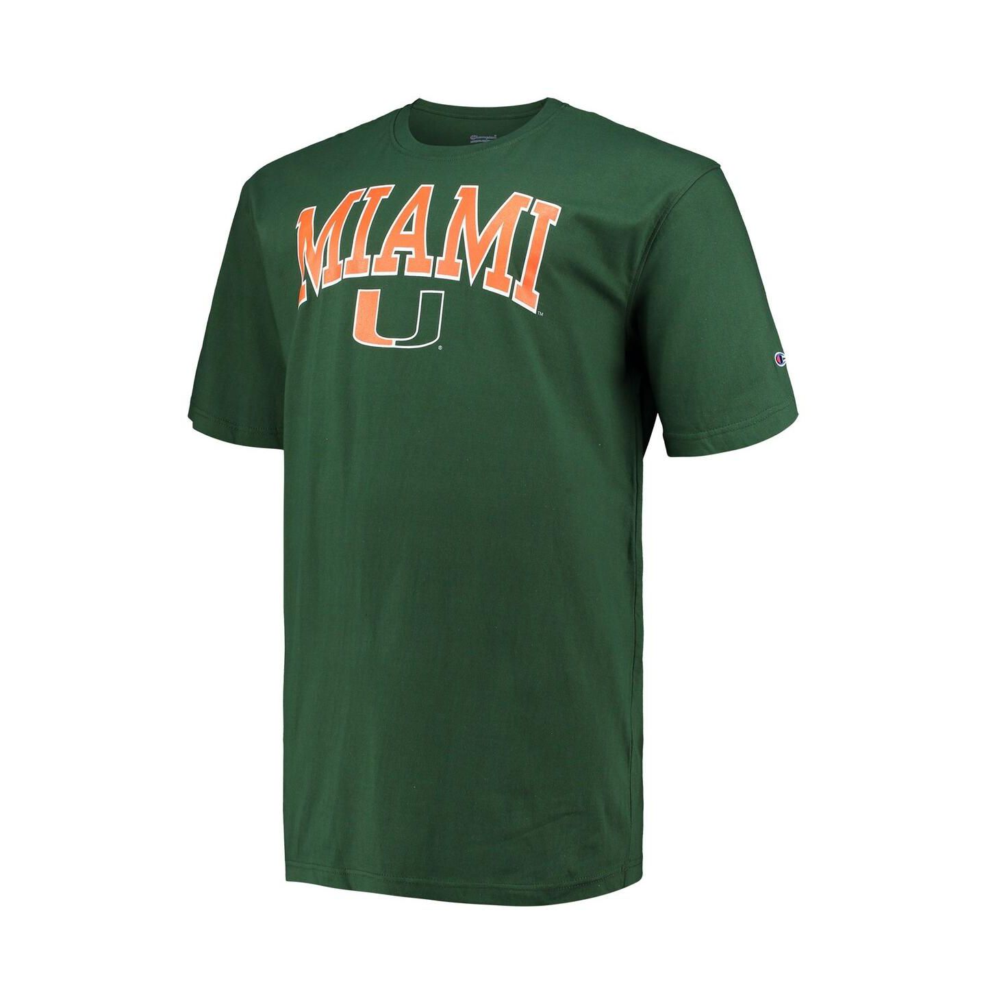 Мужская футболка Champion Green Miami Hurricanes Big & Tall Arch Over Wordmark — фото 2