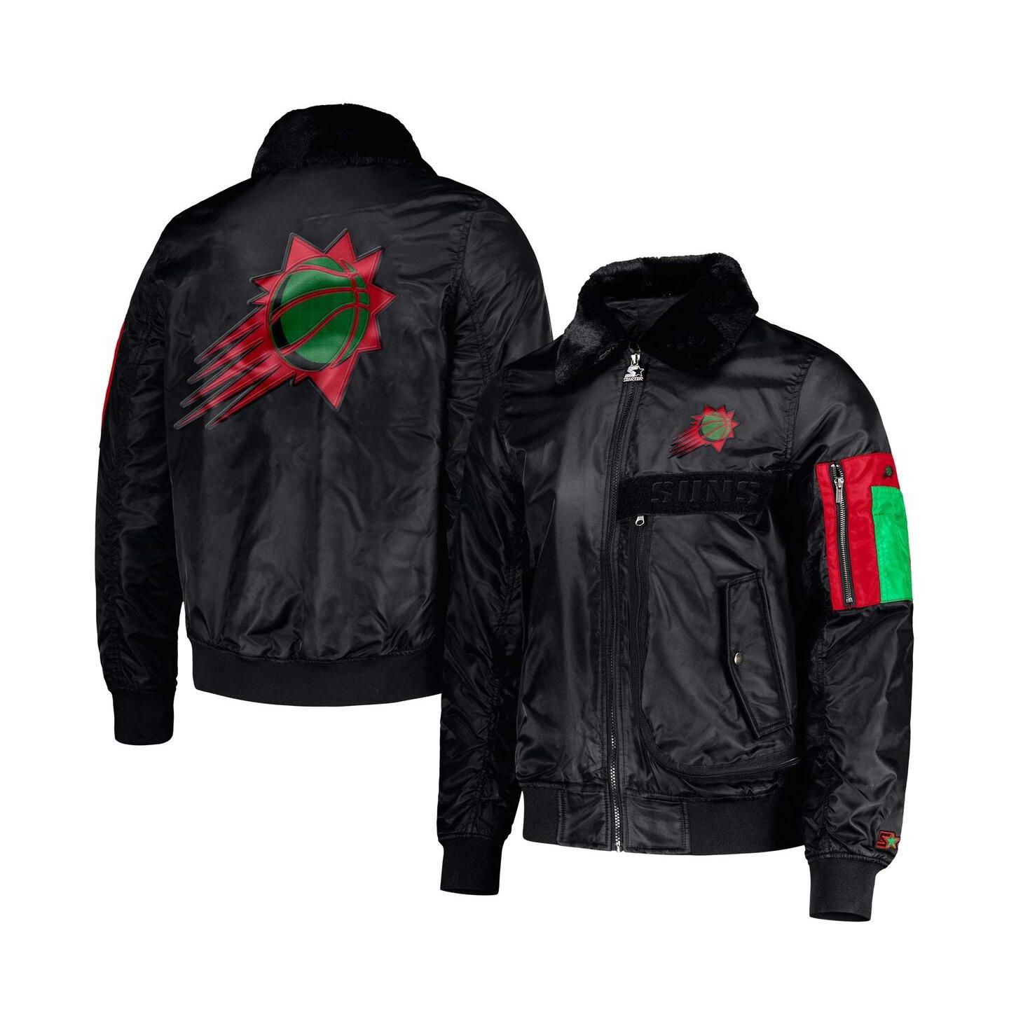 Мужская куртка Starter x Ty Mopkins Black Phoenix Suns Black History Month Satin Full-Zip — фото 1