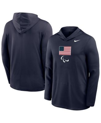 Men's Navy U.S. Paralympics Lightweight Dri-FIT Long Sleeve Hoodie T-Shirt